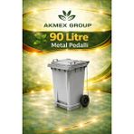 Akmex Grup Metal Pedallı Çöp Konteyneri 90 Litre Konteyner - A Isıya Karşı Dayanıklı- - Gri