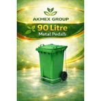 Akmex Grup Metal Pedallı Plastik Çöp Konteyneri 90 Litre Konteyner - A Isıya Karşı Dayanıklı- - Yeşil
