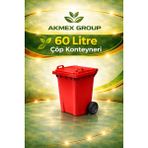 Akmex Grup Umbex Plastik Çöp Konteyneri 60 Litre Konteyner - A Isıya Karşı Dayanıklı- - Kırmızı