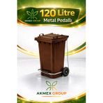 Akmex Metal pedallı Atık Plastik Çöp Konteyneri 120 Litre Konteyner - A Isıya Karşı Dayanıklı- - Kahverengi
