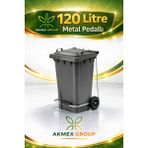 Akmex Metal Pedallı Plastik Çöp Konteyneri 120 Litre Konteyner - A Isıya Karşı Dayanıklı- - Gri