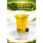 Akmex Metal Pedallı Plastik Çöp Konteyneri 120 Litre Konteyner - A Isıya Karşı Dayanıklı- - Sarı