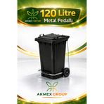 Akmex Metal Pedallı Plastik Çöp Konteyneri 120 Litre Konteyner - A Isıya Karşı Dayanıklı- - Siyah
