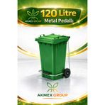 Akmex Metal Pedallı Plastik Çöp Konteyneri 120 Litre Konteyner - A Isıya Karşı Dayanıklı- - Yeşil