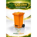 Akmex Metal Pedallı Tıbbı Atık Plastik Çöp Konteyneri 120 Litre Konteyner - A Isıya Karşı Dayanıklı- - Turuncu