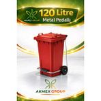 Akmex Metal Tıbbı Atık Plastik Çöp Konteyneri 120 Litre Konteyner - A Isıya Karşı Dayanıklı- - Kırmızı