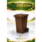 Akmex Plastik Çöp Konteyneri 240 Litre Konteyner - A Isıya Karşı Dayanıklı- - Kahverengi