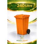 Akmex Tıbbı Atık Plastik Çöp Konteyneri 240 Litre Konteyner - A Isıya Karşı Dayanıklı- - Turuncu