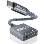 AkoaDa USB-C - 3,5 mm jak ve şarj adaptörü, USB Tip C kulaklık ses adaptörü, USB-C-Aux, 30 W hızlı şarj (gri)
