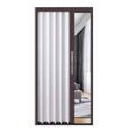 Akordeon Katlanır Kapı 203cm Tall Bi Katlanır İç Alüminyum Geri Çekilebilir Sürgülü Ahır Kapısı Kilit ve Anahtar Yerden Tasarruf Kahverengi Çerçeve 44x80 "