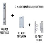Akpen Sineklik Aksesuar Takımı 17X25 – Menteşeli Sistem Için 10’lu Kulplu Çıtçıtlı Menteşeli Set - Beyaz