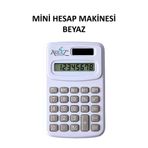 Akraz Art Design Mini Taşınabilir Renkli Hesap Makinesi BEYAZ Öğrenci Hesap Makinesi 8 hane güneş enerjili