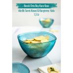 Akrilik Barok Aquamarin Orta Boy Kare Meyve & Salata Kasesi & Karıştırma Kabı / 1,5 Lt (Cam Değildir) - 1 Adet - 1,3 lt