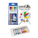 Akrilik Boya 10 Renk 9 Ml Tup 1 Paket 10 Lu Akrilik Boya Seti Ve Yuvarlak Resim Paleti Fircali 1 Paket 10 Hazneli Boya Paleti Sanatsal Boyalar Icin Palet Akrilik Boya