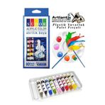 Akrilik Boya 10 Renk 9 Ml Tüp 1 Paket 10 Lu Set ve Yuvarlak Resim Paleti 10 Hazneli