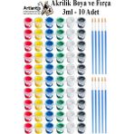Akrilik Boya 3 ml 6 Renk Resim Fırçası 10 Paket Mini Küçük Akrilik Boya Taş Ahşap Seramik Tuval Alçı Tuval Etkinlik - Standart - Çok Renkli