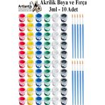 Akrilik Boya 3 Ml 6 Renk Resim Fırçası 10 Paket Mini Küçük Akrilik Boya Taş Ahşap Seramik Tuval Alçı Tuval Etkinlik