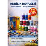 Akrilik Boya Seti 12 Li Canlı Renkler Ve Yoğun Pigment Çok Renkli