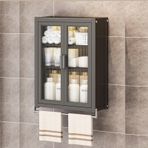 Akrilik Kapılı Banyo Duvara Monte Depolama Dolabı, Havlu Barlı Tuvalet Üstü Metal Dolap, Yumruksuz Toz Geçirmez Düzenleyici, 2/3/4 Katman, Tuvalet Malzemeleri için Karbon Çelik Çerçeve