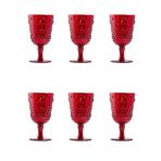 Akrilik Kırmızı 6lı Kadeh & Su Meşrubat Kahve Yanı Bardağı 450 Ml ( Cam Değildir )