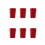 Akrilik Kırmızı 6lı Kısa Bardak & Su Meşrubat Kahve Yanı Bardağı 400 Ml ( Cam Değildir )