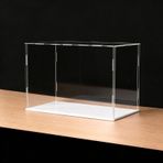 akrilik kutu Büyük Akrilik Ekran Kutusu Alternatif Cam, Aksiyon Figürleri, Bebekler, Oyuncaklar, Minyatürler için Şeffaf Toz Geçirmez Vitrin, Kolay Montaj(White Base,55x35x35cm)