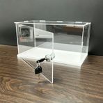 akrilik kutu Kilit ve Anahtarlı Toz Geçirmez Koruyucu Vitrin, Özelleştirilebilir Boyutlar ve Kolay Montaj, Figürler için Şeffaf Akrilik Kutu(White,20x15x15cm(8x6x6in))