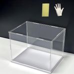 akrilik kutu Koleksiyon için Dikdörtgen Akrilik Vitrin Standı, Yüksek Şeffaflık Depolama Dolabı, Toz Geçirmez Koruma Vitrin Standı(White Base,20x20x55cm)