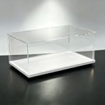 akrilik kutu Şeffaf Akrilik Teşhir Kutusu 25 30 40 45 50 60 cm Boy, Modeller İçin Montajlı Toz Geçirmez Vitrin, Plastik Saklama Kutuları(White Base,35x30x30cm)