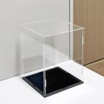 akrilik kutu Toz Geçirmez Kapaklı Şeffaf Akrilik Teşhir Kutusu, Minyatür Modeller için Vitrin Depolama Organizatörü, Büyük Plastik Stand Organizatörü(Black Base,25x25x50cm)