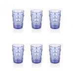 Akrilik Mavi 6'lı Kısa Bardak & Su Meşrubat Kahve Yanı Bardağı 400 ml ( Cam Değildir )