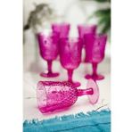 Akrilik Pembe 6lı Kadeh & Su Meşrubat Kahve Yanı Bardağı 450 Ml ( Cam Değildir )