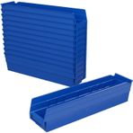 Akro-Mils 30128 Plastik Raf Kutuları, 45.7x10.2x10.2 cm, Mavi, Ağır Hizmet Depolama, 12'li Paket