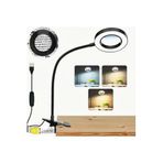 Akrobat Hareketli 5x Büyüteçli Led Işıklı Masa Çalışma Lambası -Klips Tipi-USB Kablolu