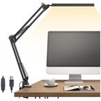 Akrobat Led Masa Lambası - Gün Işığı ve Sarı Işık Modu, Ayarlanabilir Parlaklık, Kontrol Panelli, 3 Eksen Hareket Manevrası, Usb Girişli Katlanabilir Okuma Işığı Masa Lambası