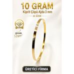 Aks Gold 22 Ayar TSE Belgeli (10 GRAM) 3 mm Kiprit Çöpü Ajda Bilezik Gold Düğün Nişan - 6,2