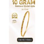Aks Gold 22 Ayar Tse Belgeli (10 Gram) Baklava Model Ajda Altın Bilezik Gold Düğün - 6,2