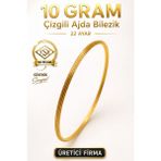 Aks Gold 22 Ayar TSE Belgeli (10 GRAM) Çizgili Ajda Altın Bilezik Gold Düğün - 6,2