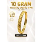 Aks Gold 22 Ayar Tse Belgeli (10 Gram) Yan Ağaç Kabuğu Ajda Bilezik 10 mm Gold Altın Bilezik Düğün Nişan - 6,2