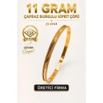 Aks Gold 22 Ayar Tse Belgeli (11 Gram) Çapraz Burgulu Kiprit Çöpü Ajda Altın Bilezik Gold Düğün Nişan