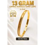 Aks Gold 22 Ayar Tse Belgeli (13 Gram) Çapraz Burgulu Kiprit Çöpü Ajda Altın Bilezik Gold Düğün Nişan - 6,2