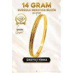 Aks Gold 22 Ayar Tse Belgeli 14 Gram Burgulu Merdiven Ajda Altın Bilezik Gold Bilezik Düğün Nişan - 6,2