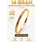 Aks Gold 22 Ayar Tse Belgeli (14 Gram) Çapraz Burgulu Kiprit Çöpü Ajda Altın Bilezik Gold Düğün Nişan - 6,2