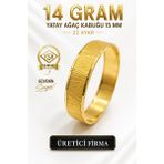 Aks Gold 22 Ayar Tse Belgeli (14 Gram) Yatay Ağaç Kabuğu 15 mm Ajda Altın Bilezik Gold Düğün Nişan - 6,2