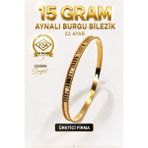 Aks Gold 22 Ayar Tse Belgeli (15 Gram) Aynalı Burgu Ajda Bilezik Gold Altın Bilezik Düğün Nişan - 6,2