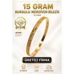 Aks Gold 22 Ayar TSE Belgeli 15 GRAM Burgulu Merdiven Ajda Altın Bilezik Gold Bilezik Düğün Nişan - 6,2