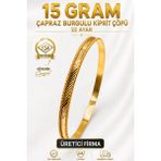 Aks Gold 22 Ayar Tse Belgeli (15 Gram) Çapraz Burgulu Kiprit Çöpü Ajda Altın Bilezik Gold Düğün Nişan - 6,2