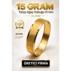 Aks Gold 22 Ayar Tse Belgeli (15 Gram) Yatay Ağaç Kabuğu 15 mm Ajda Altın Bilezik Gold Düğün Nişan - 6,2