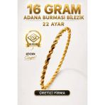 Aks Gold 22 Ayar Tse Belgeli 16 Gram Adana Burması Bilezik Altın Gold Bilezik Düğün Nişan - 6,2