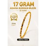 Aks Gold 22 Ayar Tse Belgeli 17 Gram Adana Burması Bilezik Altın Gold Bilezik Düğün Nişan - 6,2